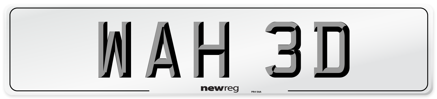WAH 3D Number Plate from New Reg